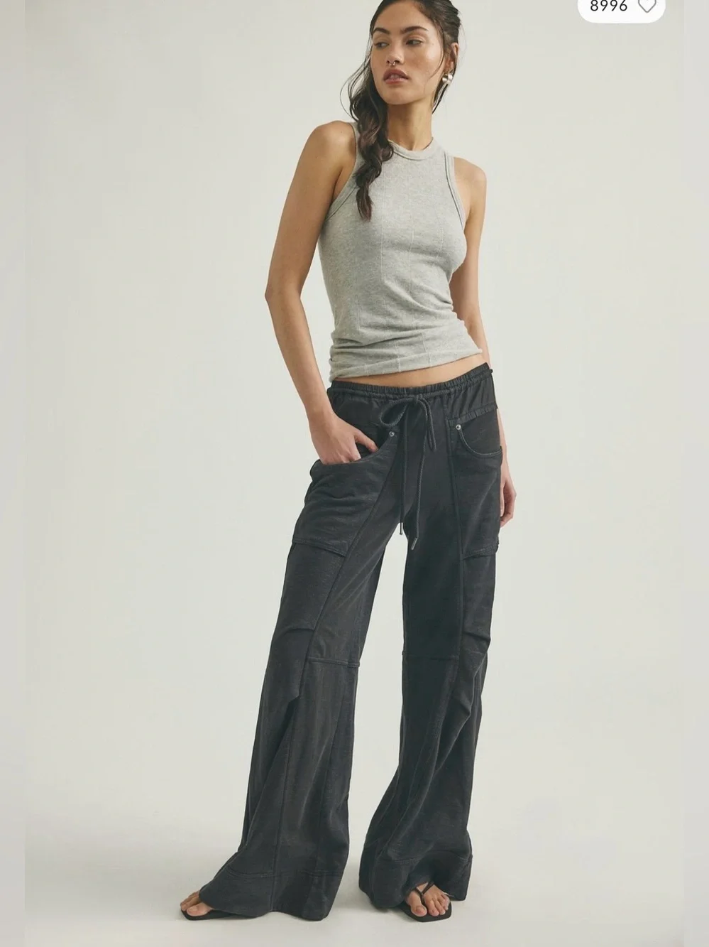 NWT Free People We The Free Sky Riser Knit Wide-Leg Pull-On Pants XL
